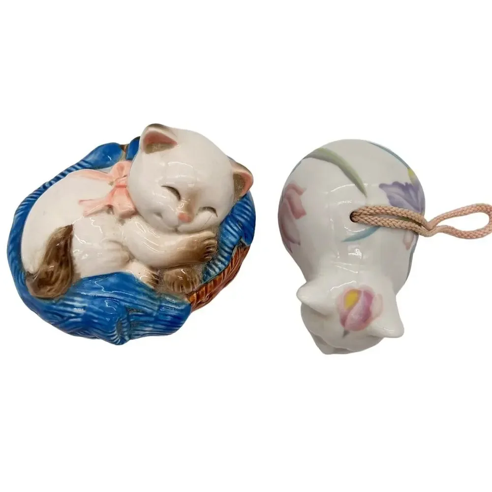 VTG 80s Avon Potpourri Holders Room Deodorizers Pair Kittens Porcelain Japan